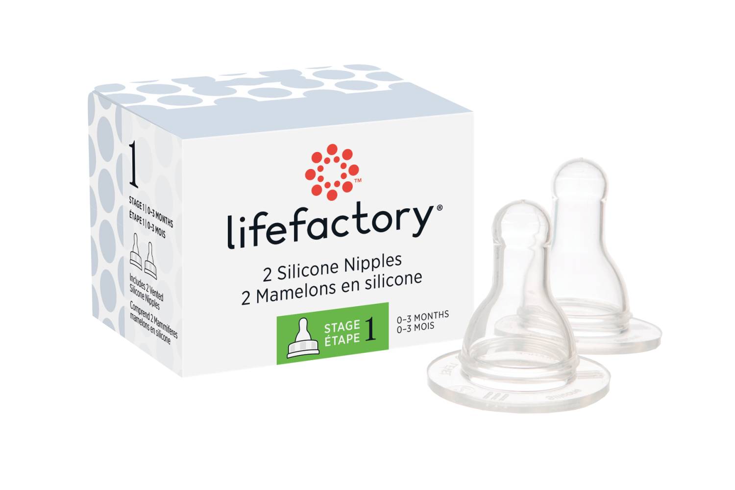 Lifefactory Silikonsauger für Glas-Babyflaschen - 2 Stk.