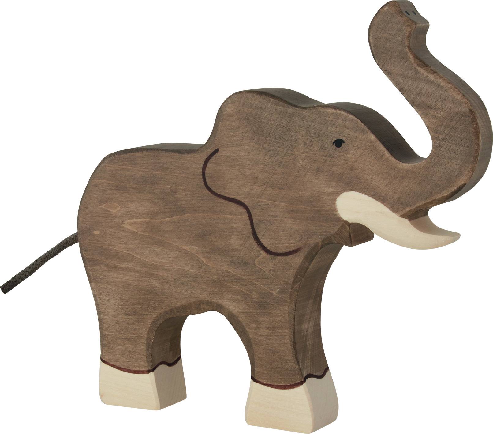 Holztiger Elefant, Rüssel hoch